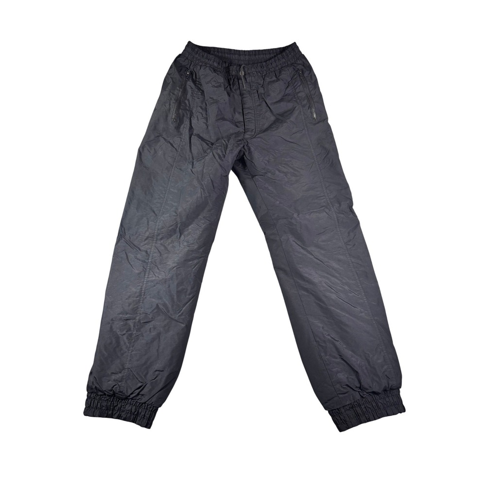 Vintage Ski Gear Mens Large Black Nylon Waterproof Insulated Snow Pants Retro